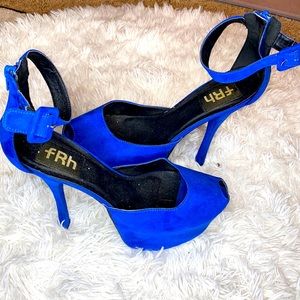 Women’s Royal Blue Peep Toe Platform Heel.